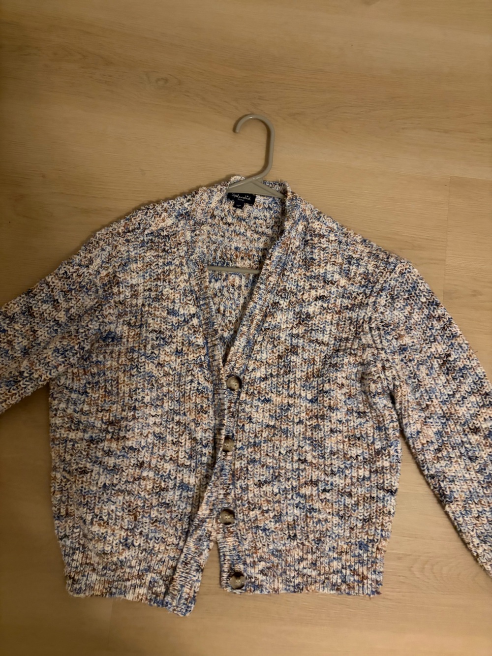 Splendid Multicolor Knit Cardigan in Cream, Blue & Tan